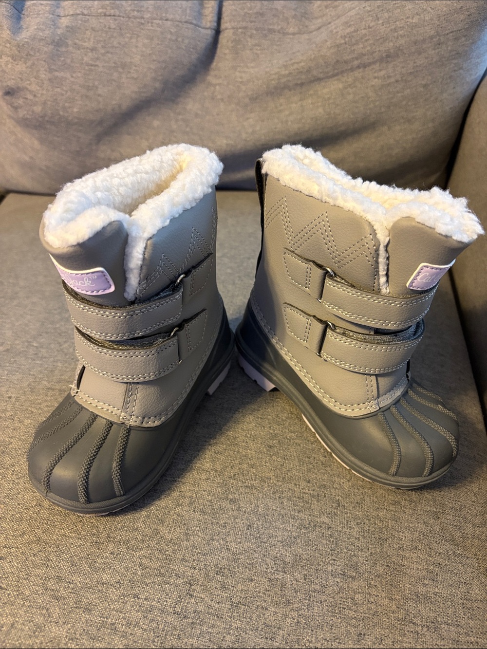 Cat & Jack Gray Kids Waterproof Snow Boots with White Fleece